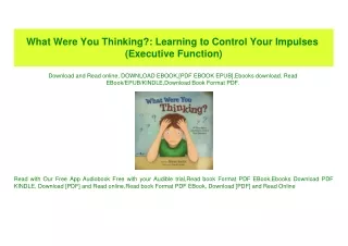 PDF) What Were You Thinking Learning to Control Your Impulses (Executive Function) Ebook READ ONLINE
