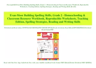 Free [epub]$$ Evan-Moor Building Spelling Skills  Grade 2 - Homeschooling & Classroom Resource Workbook  Reproducible Wo