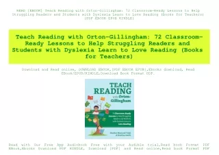READ [EBOOK] Teach Reading with Orton-Gillingham 72 Classroom-Ready Lessons to Help Struggling Readers and Students with