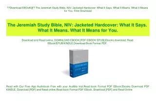 Download EBOoK@ The Jeremiah Study Bible  NIV Jacketed Hardcover What It Says. What It Means. What It Means for You. Fre