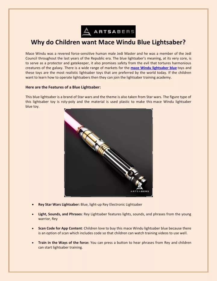 why do children want mace windu blue lightsaber
