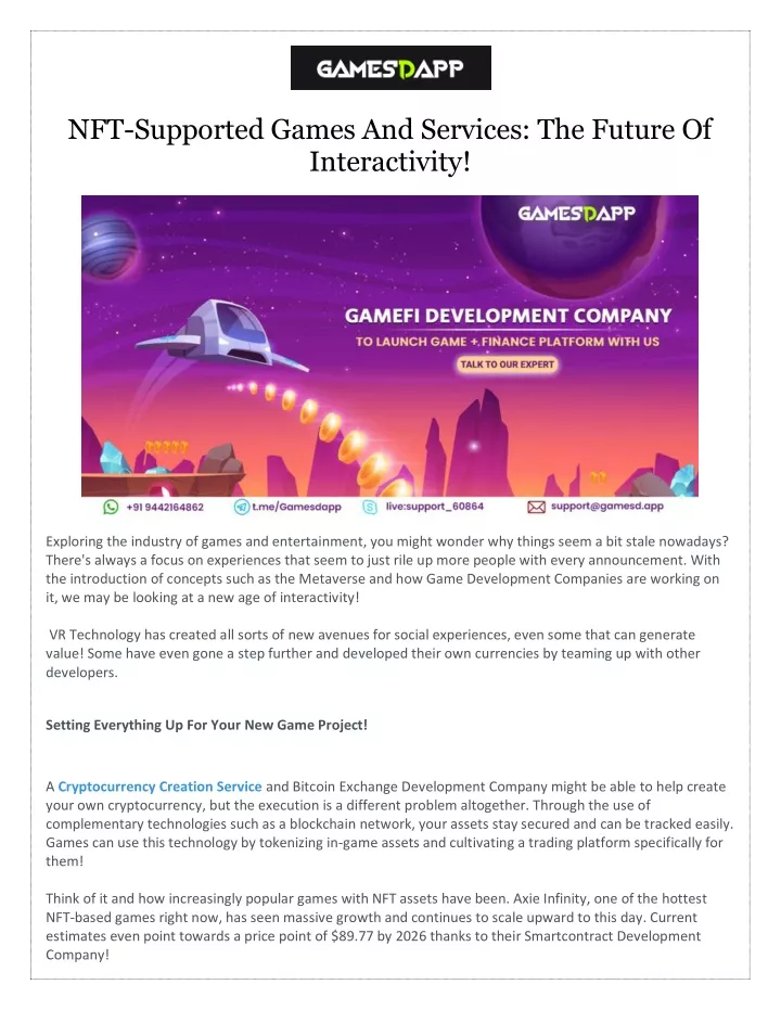 nft supported games and services the future