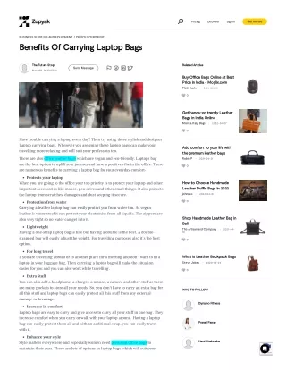 Benefits Of Carrying Laptop Bags