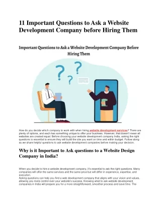 11 Important Questions to Ask a Website Development Company before Hiring Them