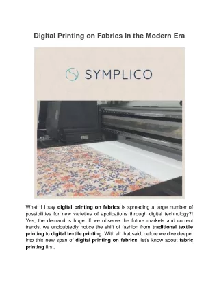 Digital Printing on Fabrics in the Modern Era