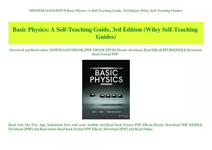 Ppt Downloadpdf Basic Physics A Self Teaching Guide 3rd Edition Wiley Self Teaching 9941
