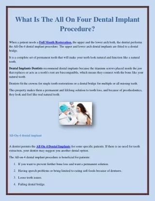 what is the all on four dental implant procedure