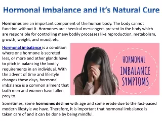 Hormonal Imbalance and It’s Natural Cure