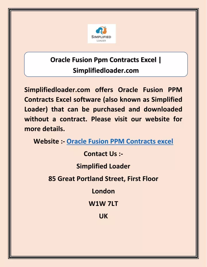 oracle fusion ppm contracts excel