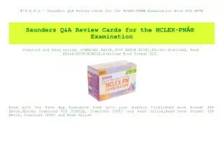 #^R.E.A.D.^ Saunders Q&A Review Cards for the NCLEX-PNÃ‚Â® Examination Book PDF EPUB