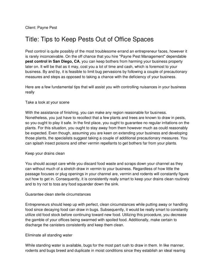 client payne pest title tips to keep pests