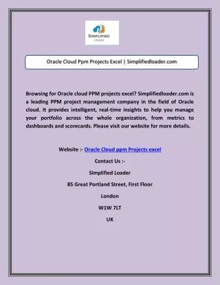 Oracle Cloud Ppm Projects Excel | Simplifiedloader.com