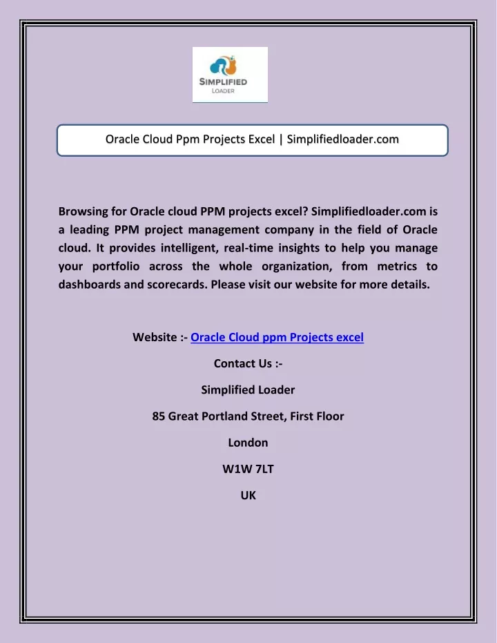 oracle cloud ppm projects excel simplifiedloader