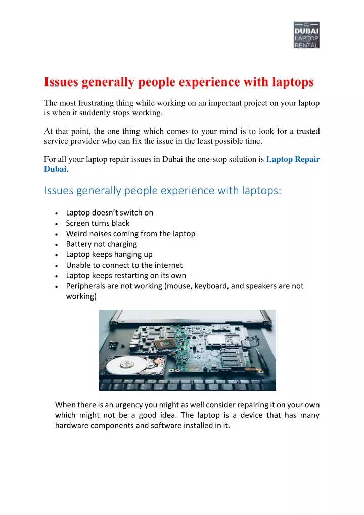 issues generally people experience with laptops