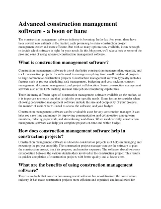 advanced construction management software a boon