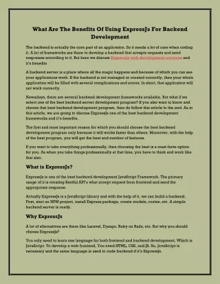 what are the benefits of using expressjs