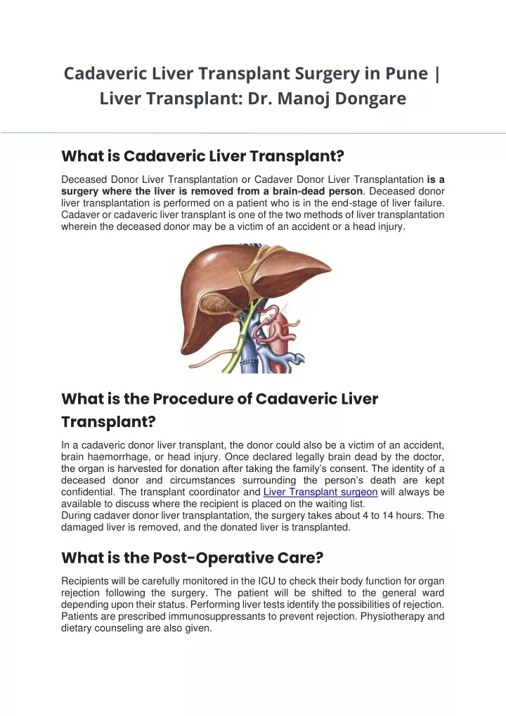 cadaveric liver transplant surgery in pune liver