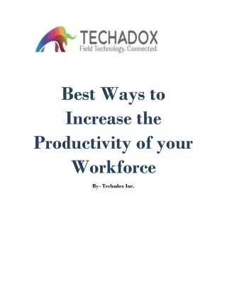 Best Ways to Increase the Productivity of your Workforce