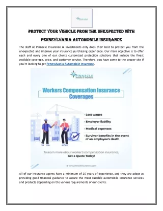Protect Your Vehicle from the Unexpected with Pennsylvania Automobile Insurance