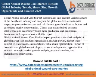Animal Wound Care Market Intelligence Reports, Benchmarking report, Driving grow