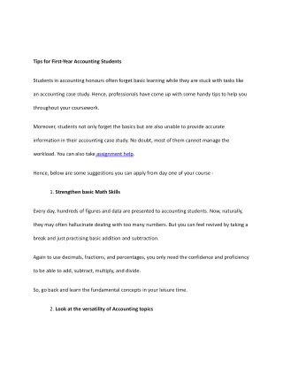 tips for first year accounting students