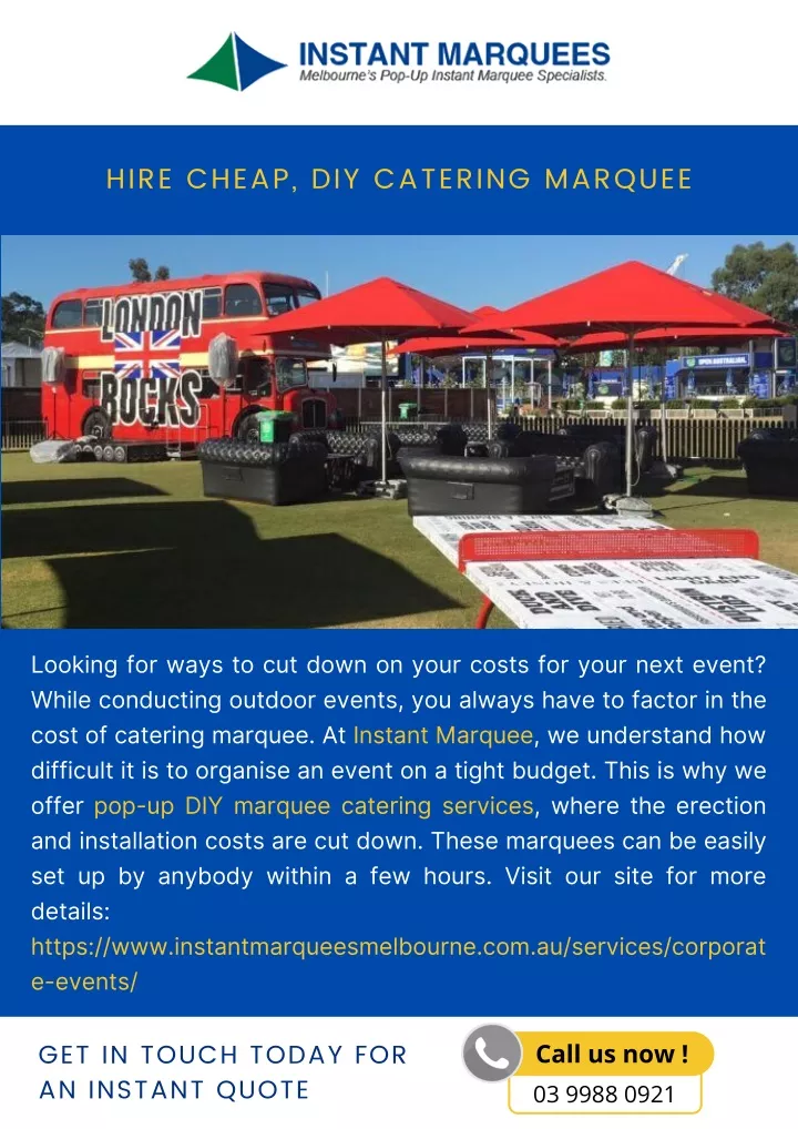 hire cheap diy catering marquee