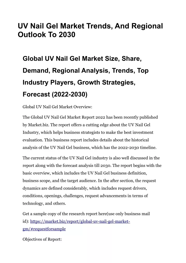 uv nail gel market trends and regional outlook