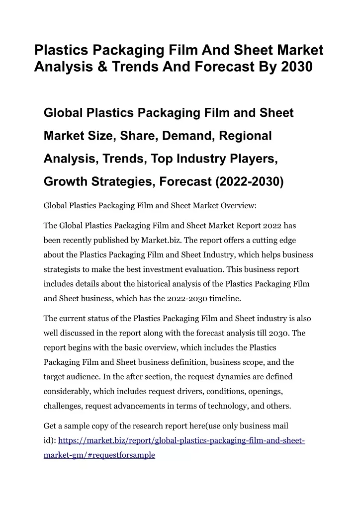 plastics packaging film and sheet market analysis