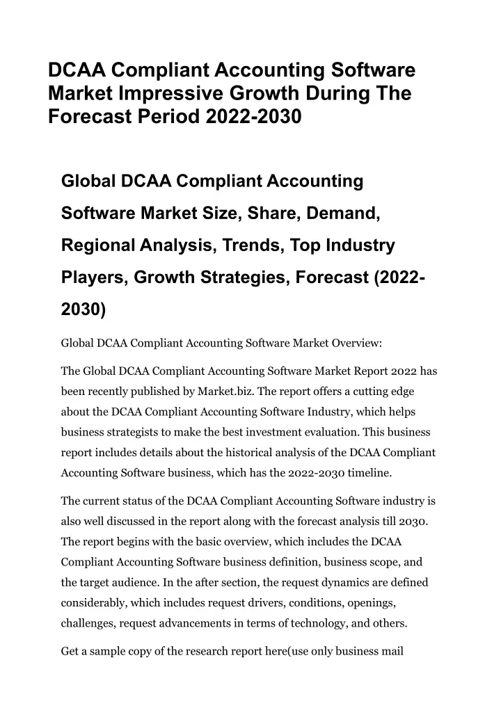 dcaa compliant accounting software market