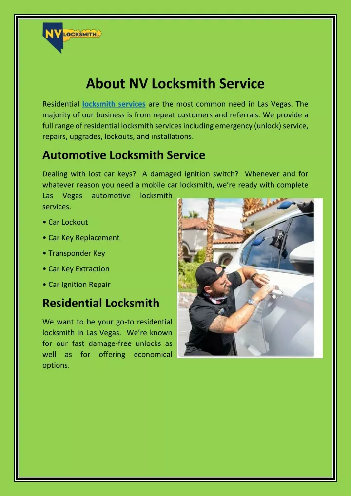 about nv locksmith service