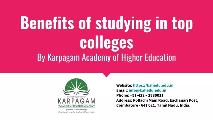 benefits of studying in top colleges by karpagam academy of higher education