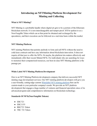 introducing an nftminting platform development