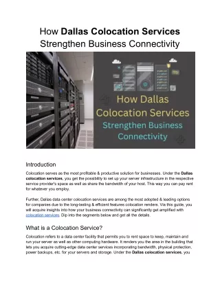 how dallas colocation services strengthen