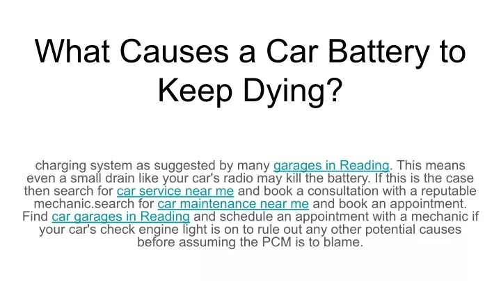what causes a car battery to keep dying