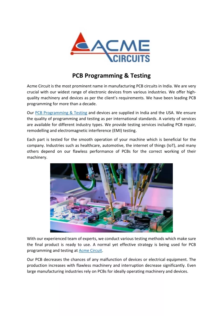 pcb programming testing