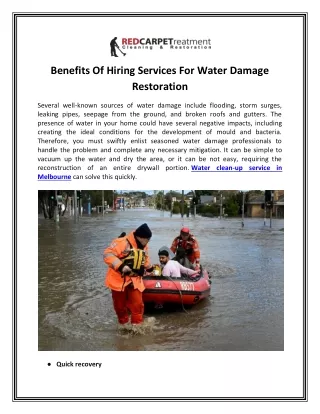 Benefits Of Hiring Services For Water Damage Restoration
