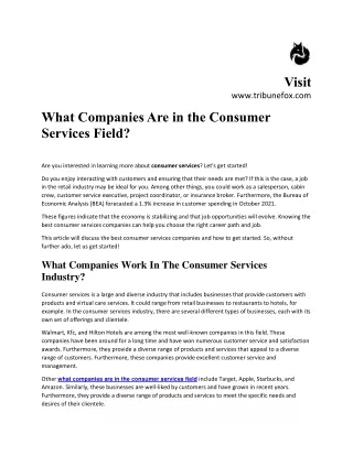 What Companies Are in the Consumer Services Industry