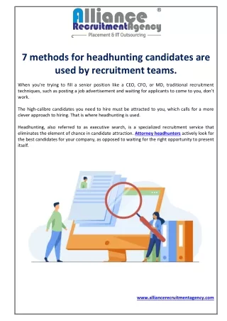 7 methods for headhunting candidates are used by recruitment teams.