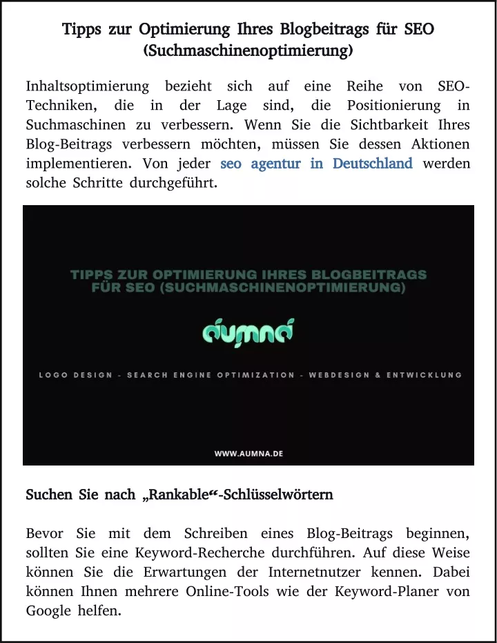 tipps zur optimierung ihres blogbeitrags