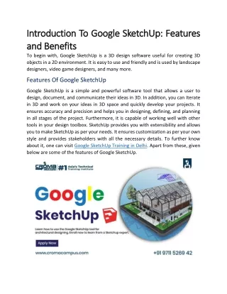 Introduction To Google SketchUp