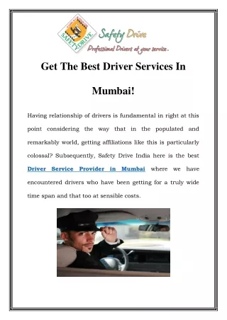 Driver Service Provider in Mumbai  Call-9870270127