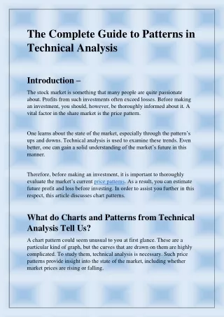 The Complete Guide to Patterns in Technical Analysis