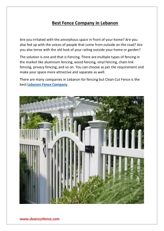 Best Fence Company in Lebanon - Clean Cut Fence
