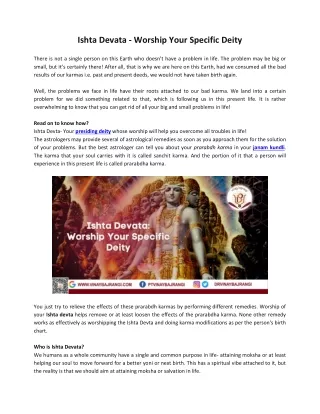 ishta devata worship your specific deity