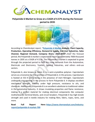 Polyamide 6 Market Size, Share | Global Analysis and Forecast To 2035