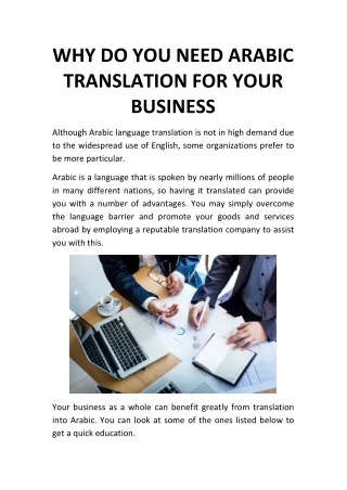 WHY DO YOU NEED ARABIC TRANSLATION FOR YOUR BUSINESS
