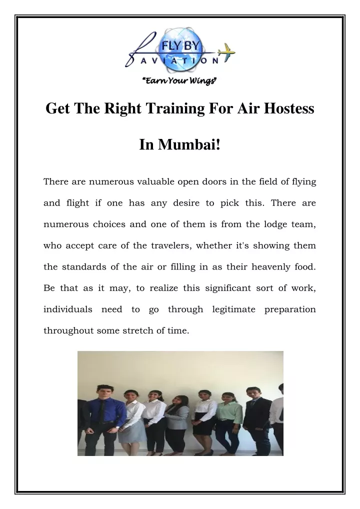 get the right training for air hostess