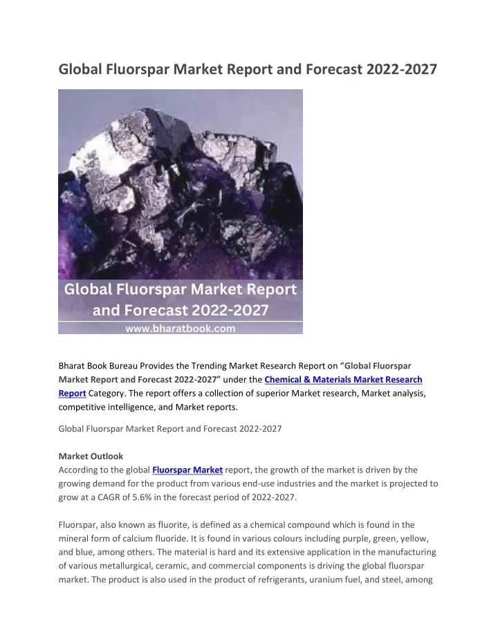 global fluorspar market report and forecast 2022