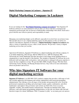 Digital Marketing Company in Lucknow - Signature IT Software