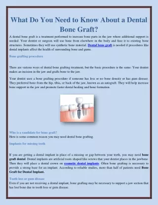 What Do You Need to Know About a Dental Bone Graft?